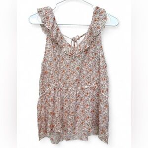 Women's Melrose and Market‎ Flutter Sleeve Ditsy Floral Tie Back Blouse Small